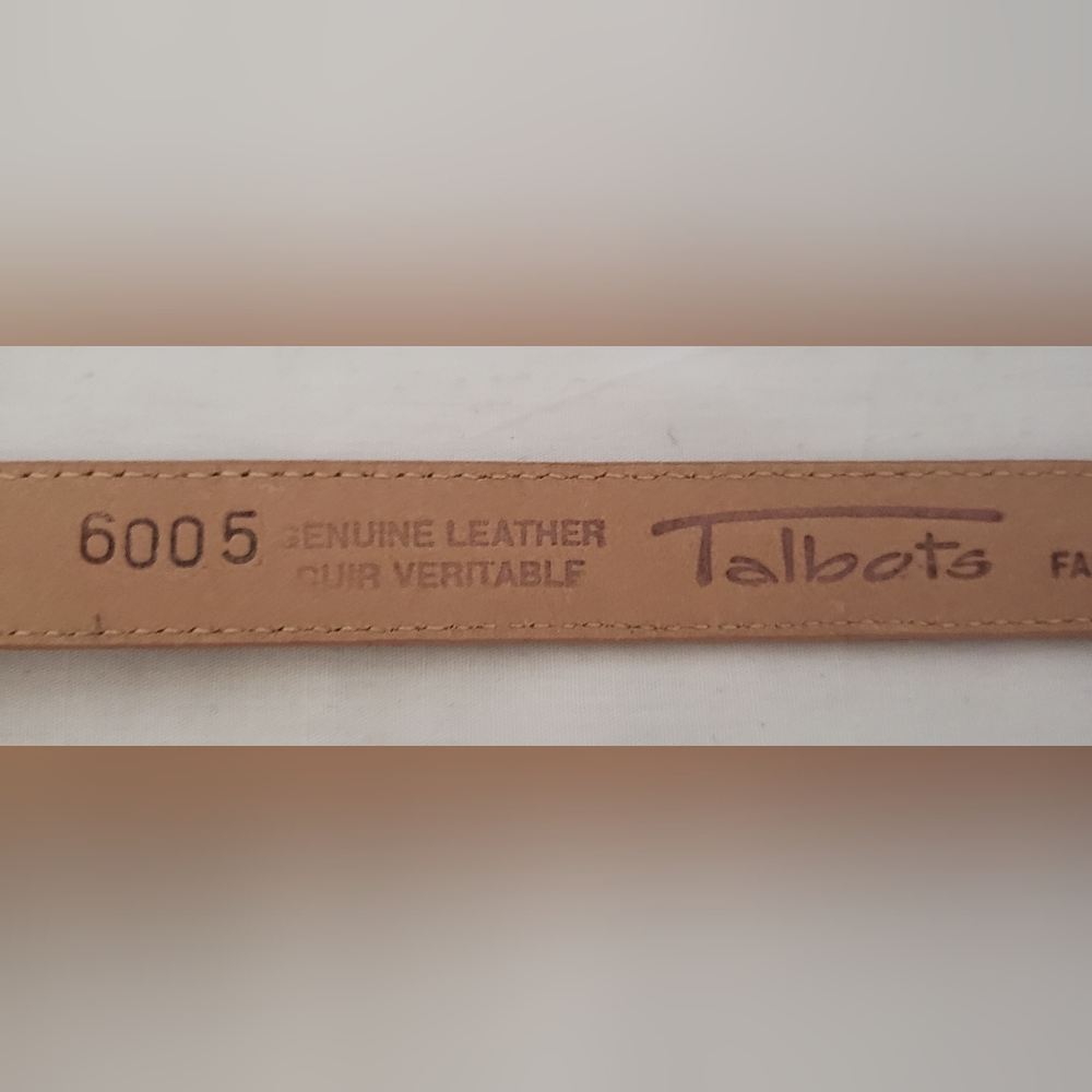 TALBOTS Belt Womens Size Small Tan Brown Leather Silvertone Buckle Western - Picture 7 of 14